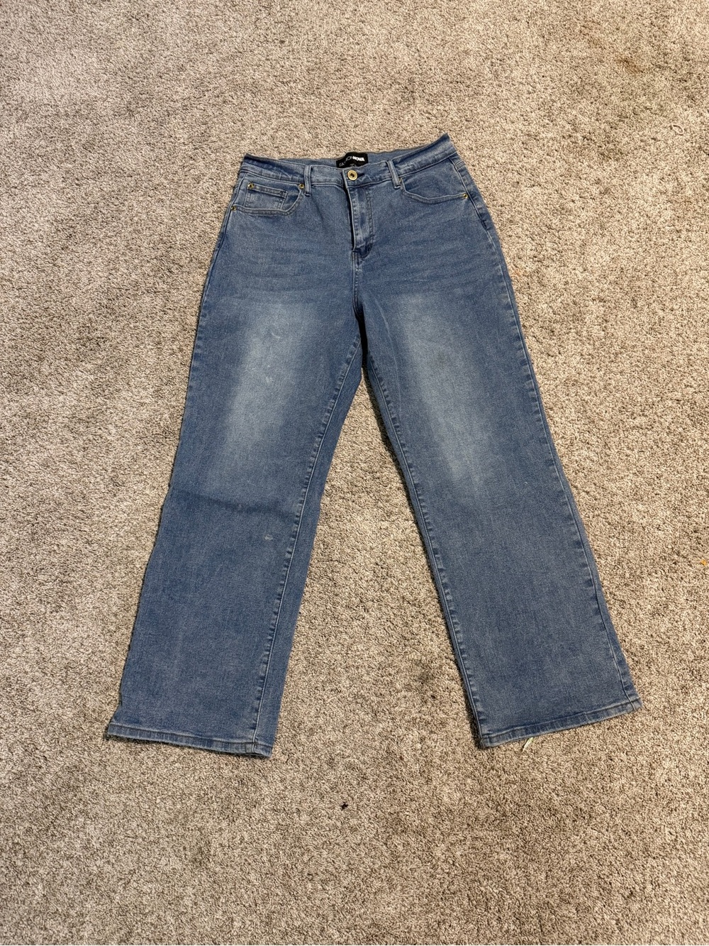 Fashion Nova Mid-Rise Wide-Leg Blue Denim Jeans